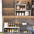 Cabinet Shelf,Expandable Adjustable Stackable Kitchen Organizer,for cabinets, Kitchens, countertops, bathrooms Shelf Organizer(2Packs/White,Large) - Image 8