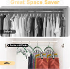 Legging Organizer for Closet, Metal Yoga Pants Hangers 4 Pack w/10 Clips Holds 40 Leggings, Space Saving Hanging Closet Organizer w/Rubber Coated Closet Organizers and Storage, Green - Image 3