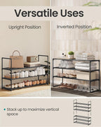 SONGMICS Shoe Rack, 3-Tier Shoe Organizer, Metal Storage Shelf | for Entryway, Upright or Upside Down, for 16-20 Pairs, Stackable, 11.8 x 36.2 x 21.7 Inches, Black ULSA303B02 - Image 4