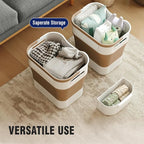 TECHMILLY Collapsible Plastic Laundry Basket Hamper with Handles, 35L Portable Rubber Clothes Basket, Pop Up Storage Container/Organizer with Hanging basket for Washing & Storage, Brown - Image 6
