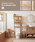 Afuly Bamboo Over the Toilet Storage Cabinet with Doors, Natural - Image 8