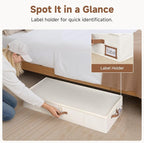 StorageWorks 7 Inch Low Profile Under Bed Clothes Storage Bins with Lids | Reinforced Structure, Resists Sagging, Handles & Label Holder, Foldable Stackable Closet Storage for Clothes, Blankets, Toys - Image 3