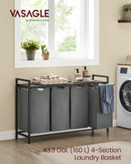 VASAGLE Laundry Hamper with Shelf, 4 Pull-Out Bags, 4 x 10.6 Gallons (40L) - Image 2