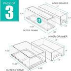 Sorbus Clear Stackable Storage Drawers with Handles (1 Medium + 2 Small) - Image 3