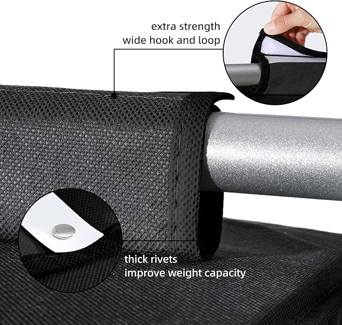 2 Pack Hanging Closet Organizer, 4-Shelf Hanging Shelves with Side Pocket, Black - Image 5