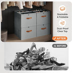 2 Pack Shoe Organizer for Closet,Foldable Shoe Storage Organizer with Adjustable Dividers, Shoe Storage Box with Clear Cover, Fits up to 16 Pairs, Gray - Image 4
