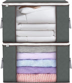 90L Large Storage Bags, 2 Pack Clothes Storage Bins Closet Organizers | Foldable Storage Containers, with Reinforced Handle, for Clothing, Blanket, Comforters, Bed Sheets, Pillows and Toys by BuddingJoy-BuildaJoyfulLifeforYou
