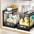 Under Sink Organizer and Storage, Slide Out Cabinet Organizer, Pull Out Sink Shelf for Kitchen Bathroom Laundry, 2 Pack Black by VUSIGN