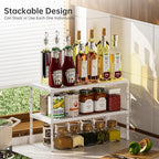 Cabinet Shelf,Expandable Adjustable Stackable Kitchen Organizer,for cabinets, Kitchens, countertops, bathrooms Shelf Organizer(3Packs/White,Large) - Image 2