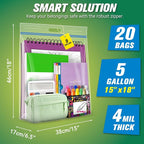 HIBAG 5 Gallon Large Storage Bags, 15” x 18” Resealable Clear Bags with Handle, Extra Large XL Heavy Duty for Clothes Pillow Travel Moving, Pack of 20 - Image 2