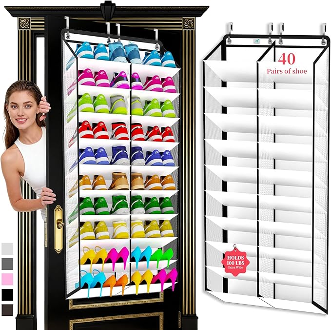Shoe Rack for Door, Over Door Shoe Organizer for Closet by Zebricolo