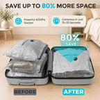 15 Pack Vacuum Bags for Travel with Cordless Electric Pump, Vacuum Storage Bags for Carry-On Luggage, 3 Sizes Compression Space Saver Bags for Clothes and Suitcases - Image 3