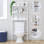 UTEX Over The Toilet Storage Shelf, 3-Tier Bathroom Organizer, White - Image 4