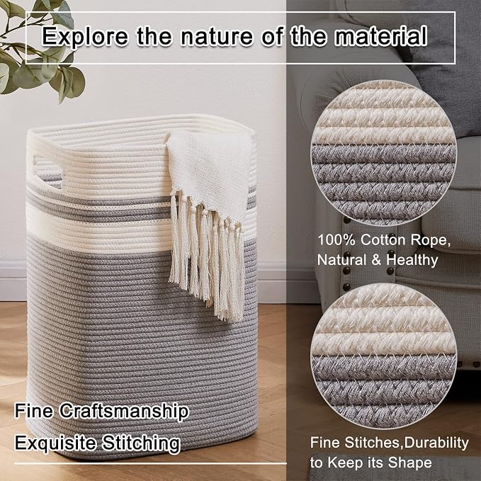OIAHOMY Laundry Hamper Collapsible Laundry Basket Clothes Organizer Gray - Image 6