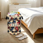 4th of July Wooden Print Star Laundry Basket Foldable Laundry Hamper With Handles Clothes Storage Bucket Organizer Laundry Bag For Bedroom Bathroom Laundry Storage 19.6 x 15.7 - Image 6