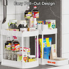 2 Packs Under Sink Pull-Out Storage Organizers, 14.8 Inches, White - Image 4