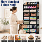 UVIAHOMI 20-30 Pairs Over the Door Shoe Organizer with Side Mesh Pockets, 10-Tier Hanging Shoe Storage for Closet, Breathable Door Shoe Rack Holds Sneakers, Boots, Heels & Daily Essentials, Black - Image 7