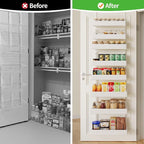 8-Tier Over Door Pantry Organizer, Metal Hanging Storage Rack for Kitchen Bedroom White - Image 7