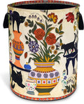 Black Cat Flower Laundry Basket Floral Vase Art Oxford Cloth Laundry Hamper by Unknown