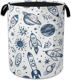 Vintage Planet Rocket Laundry Basket Collapsible Laundry Hamper Clothes Storage Bin for Bathroom Bedroom Room Decor 16" X 20.8" by NSMNSM