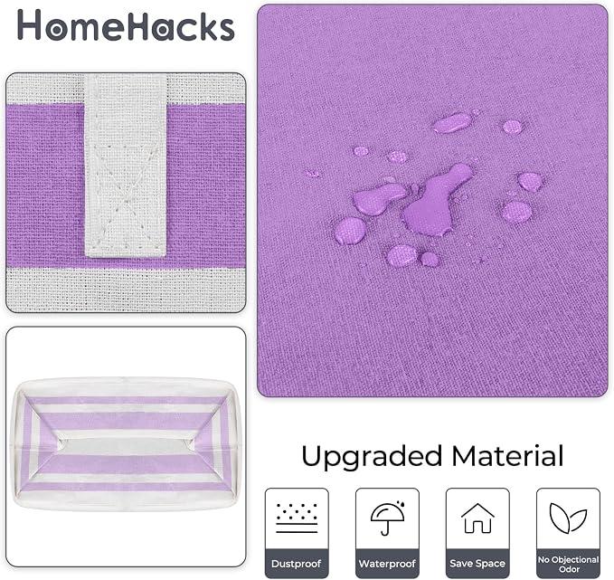 HomeHacks 2 Pack Laundry Baskets, Laundry Hampers Bags (Purple 100Lx2) | Waterproof, Freestanding, Collapsible Clothes Hamper with Reinforced Handles in Laundry Room, Dorm, Bathroom, Bedroom - Image 4