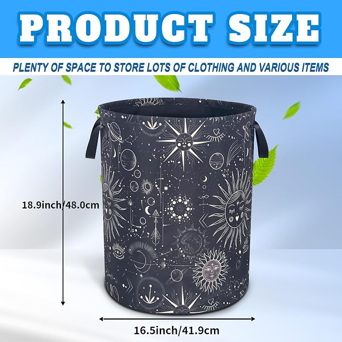 Universe Sun Planet Moon Laundry Basket Foldable Oxford Cloth 18.9x16.5 In - Image 3