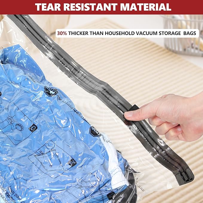 Vacuum Seal Bags for Clothing Travel and Home Storage, Travel Vacuum Bags with Electric Pump, Space Saver Compression Packing Cubes for Luggage Suitcase Bedding Blankets Clothes, 10 Large - Image 6