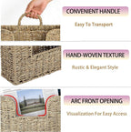 Hanging Magazine Basket, Woven Wall Magazine Holder Organizer with Handle for Mail, Files, Books - Water Hyacinth Farmhouse Storage Rack for Bathroom, Kitchen, Office (1, Sea Grass) - Image 8