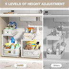 2 Pack Under Sink Organizer With Next-Gen Ball-Bearing Slides,2-Tier Precision Mesh Pull Out Cabinet Drawers Storage for Bathroom&Kitchen,Height Adjustable Shelf,Rust-resistant-Patent Pending - Image 9