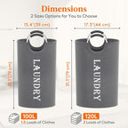 Lifewit 2 Pack 120L Laundry Basket with Aluminum Handles, Grey - Image 2