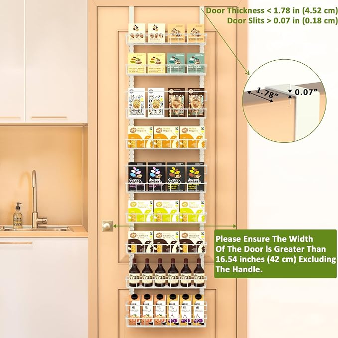 Churboro 9 Tier Over Door Pantry Organizer, 2-in-1 Adjustable Spice Rack - Image 3