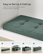 SONGMICS 43.3 Inches Folding Storage Ottoman Bench, Load 660 lb | Ottoman Foot Rest, Storage Chest, for Living Room, Entryway, Forest Green and Ink Black, MINOTA Collection ULSF077C01 - Image 7