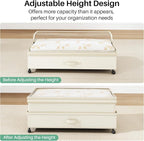 Kitstorack 2Pack Height-adjustable Under Bed Storage with Wheels, Under Bed Storage Containers,Under Bed Shoe Storage Organizer with Clear Window&Label, Suitable for Clothes Storage, Beige - Image 6