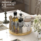 AMH 12-Inch Gold and White Checkerboard Lazy Susan with Metal Rail - Image 4