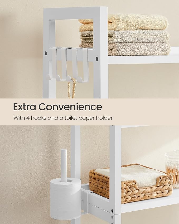 SONGMICS 4-Tier Bamboo Over the Toilet Storage with Adjustable Shelves - Image 4