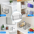 2 Pack Large Adhesive Kitchen Cabinet Door Organizer - Lid Organizer Inside Cabinet Wall Mounted Pantry Door Caddy for Kitchen Containers Lid Kitchen Under Sink Basket - Image 6