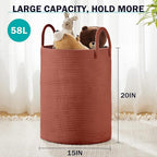 YOUDENOVA Cotton Rope Laundry Hamper Basket, 58L Blanket Basket for Nursery - Image 3