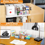 Yieach 4 Pack Clear Stackable Storage Drawers,4.4'' Tall Acrylic Drawer Containers for Organizing,Bathroom Organizers and Storage Bin Box,Plastic Makeup,Medicine Organizer Bins for Cabinet,Undersink - Image 7
