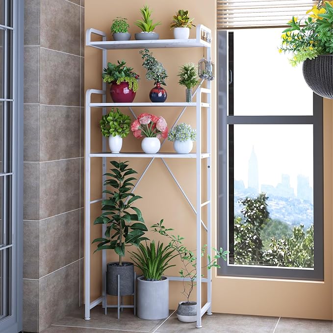 Huhote Over The Toilet Storage Rack with 3-Tier Bathroom Shelves, Space Saver Toilet Shelf, Bathroom Storage Organizer with Hooks for Over Toilet Storage and Bathroom Shelf (White Faux Marble) - Image 8