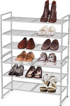 Simple Houseware 3-Tier Stackable Wired Grid Shoe Rack, Silver - Image 3