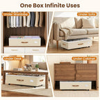 Budding Joy 80L 2 Pack Adjustable Under Bed Storage with Wheels, Beige | Underbed containers with clear lids, rolling underbed shoe storage organizer for dorm clothes, blankets, easy to install - Image 7