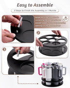Rotating Wood Tumbler Organizer, 30 oz 40 oz Spinning Turnable Tumblers Holder, 360° Rotatable 7 Large Cups Bottle Tumbler Storage Display Stand, Rotate Syrup Organizer for Cabinet Countertop（Black） - Image 3