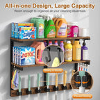 Housolution Wall Mount Broom Holder Hanger Laundry Room Storage Shelves - Image 2