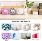 HomePekite Laundry Pods Storage Container, Clear Acrylic Laundry Room Organization and Storage ,Detergent Powder Container,with Wooden Lids & Labels, 3+1 Pack - Image 6