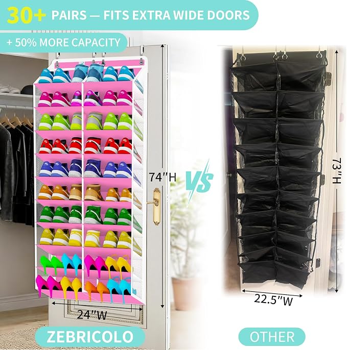 Shoe Rack for Door, Over Door Shoe Organizer for Closet - Image 2