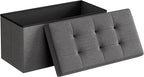 SONGMICS 30 Inches Folding Storage Ottoman Bench, Load 660 lb | Ottoman Foot Rest, Storage Chest, for Living Room, Entryway, Slate Gray and Ink Black, MINOTA Collection ULSF47K by Unknown