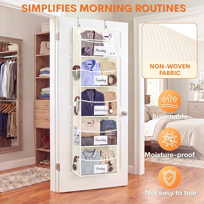 Ofiray-home 5Tiers Over Door Organizer, Weekly Clothes Organizer for Kids - Image 5