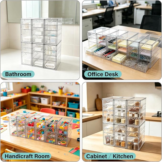 Prsildan Stackable Desk Organizers with 20 Drawers, Craft Storage Drawer - Image 4
