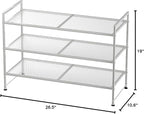 Simple Houseware 3-Tier Stackable Mesh Shoe Rack, Silver - Image 2