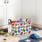 QUEENLALA Rectangular Collapsible Laundry Basket with Side Handles, Blocks - Image 7